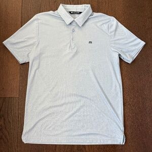 TravisMathew Men’s Performance Polo Light Blue/Gray  Size M